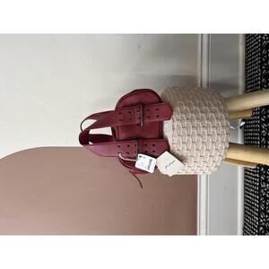 Free People Red Leather Mini Bag with Buckle Detail